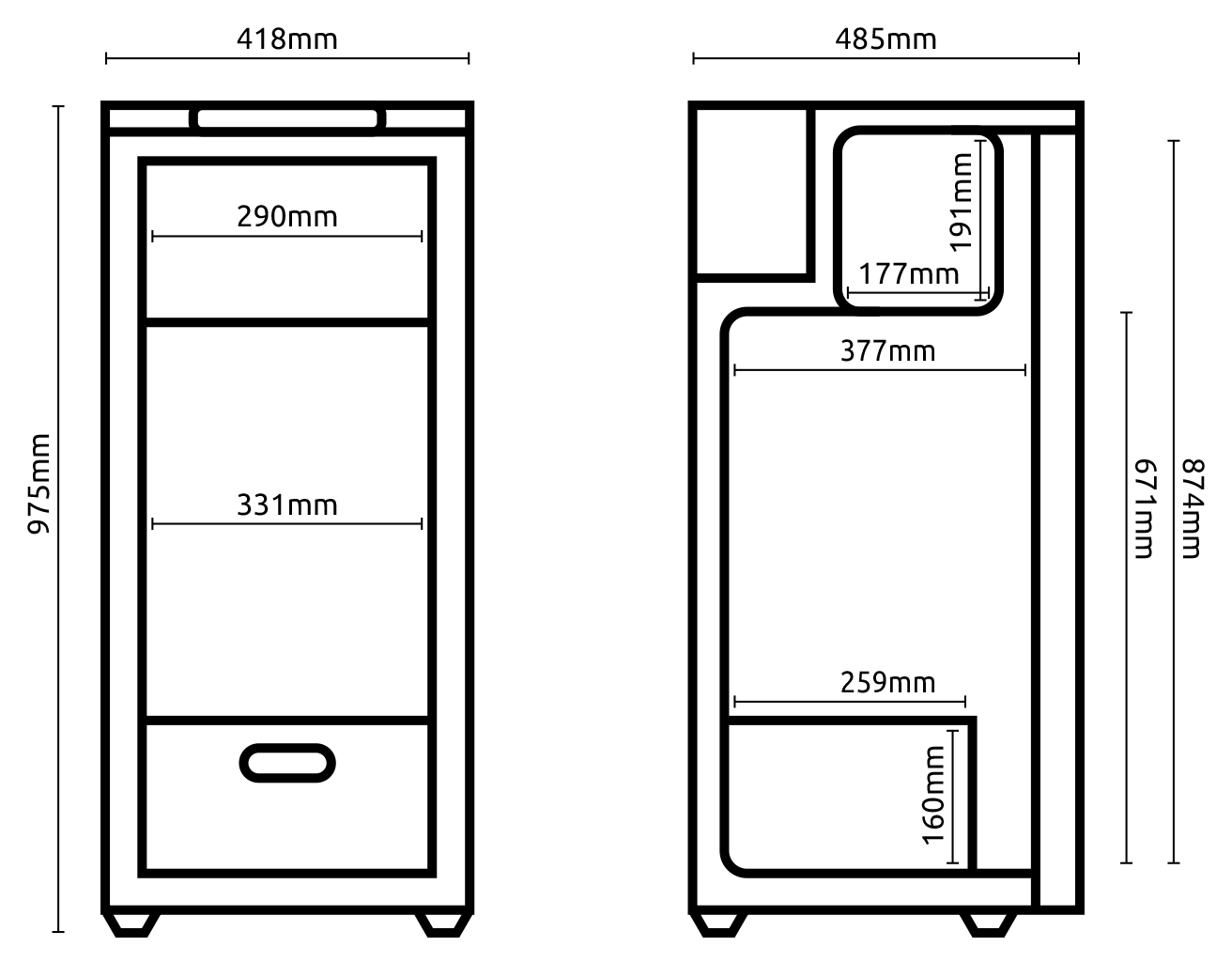 Hyckes HyFridge 90 crosssection